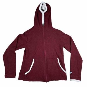 KUHL Hoodie Sherpa Jacket Full Zip Alfpaca Fleece Maroon Women’s Sz Small